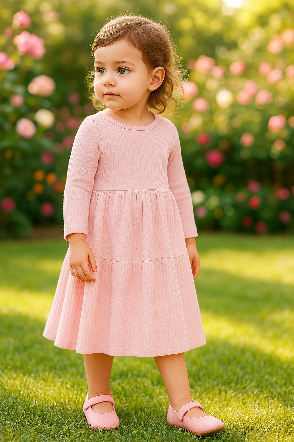 SHEIN PINK Baby Girls' Sweet & Soft A-Line Dress