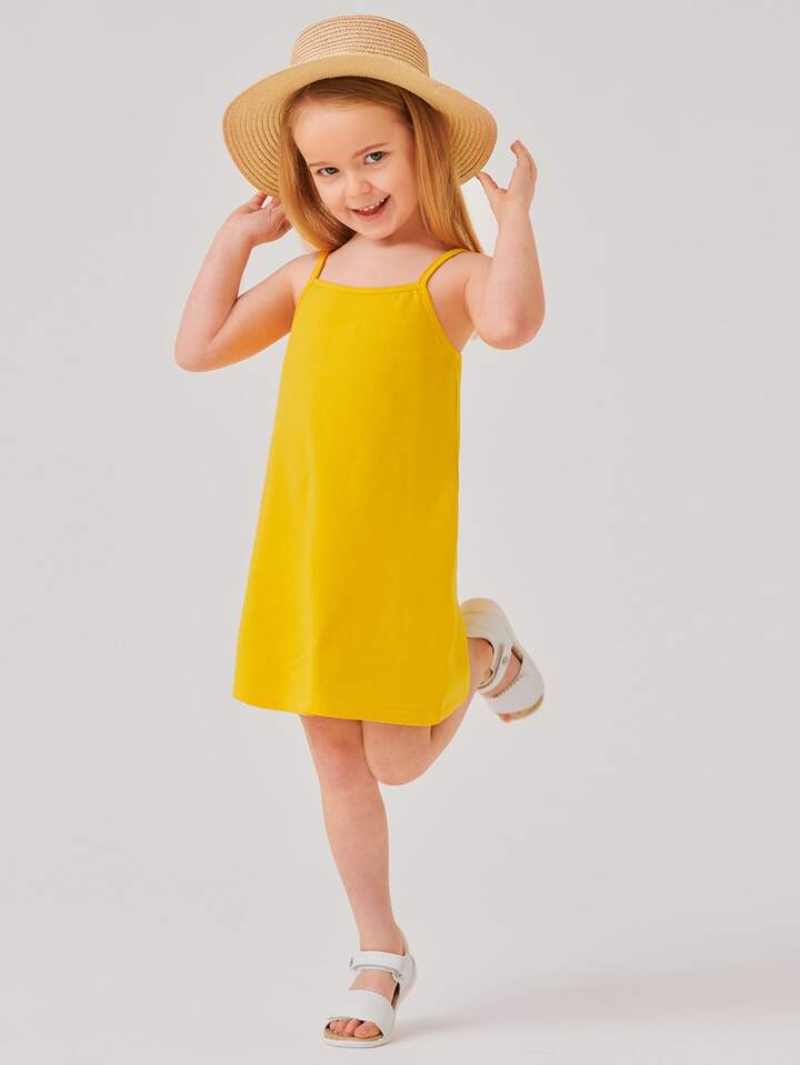 SHEIN Toddler Girls Cotton Solid Cami Dress