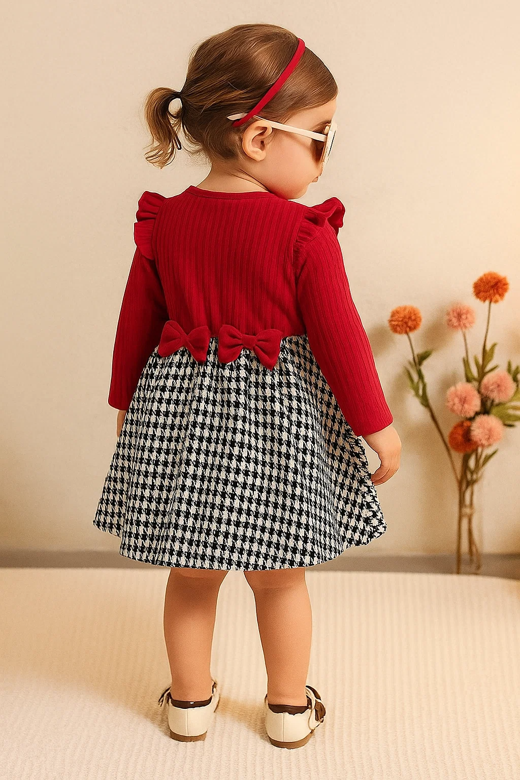 SHEIN baby ruffle trim bow front 2 in 1 dress