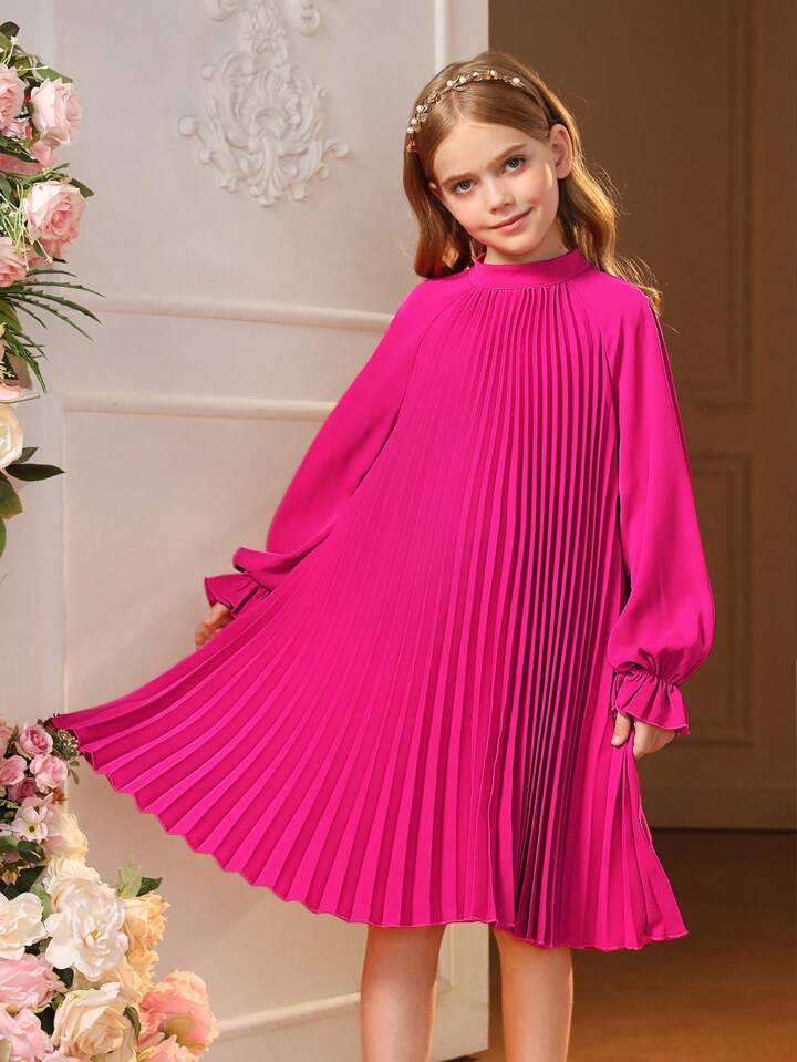 SHEIN Tween Girl Back Raglan Sleeve Dress