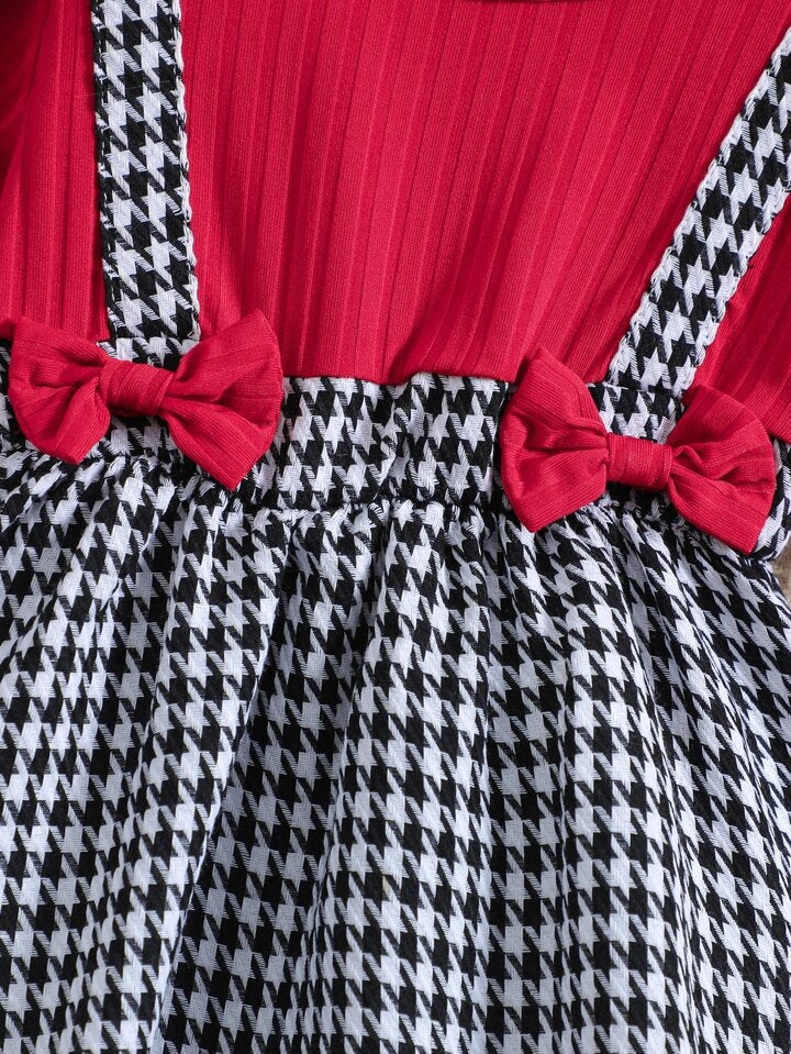 SHEIN baby ruffle trim bow front 2 in 1 dress