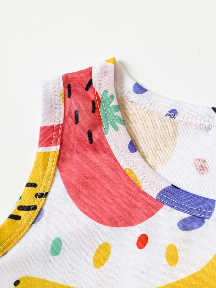 Toddler Girls Fruit Print Ruffle Hem Dress