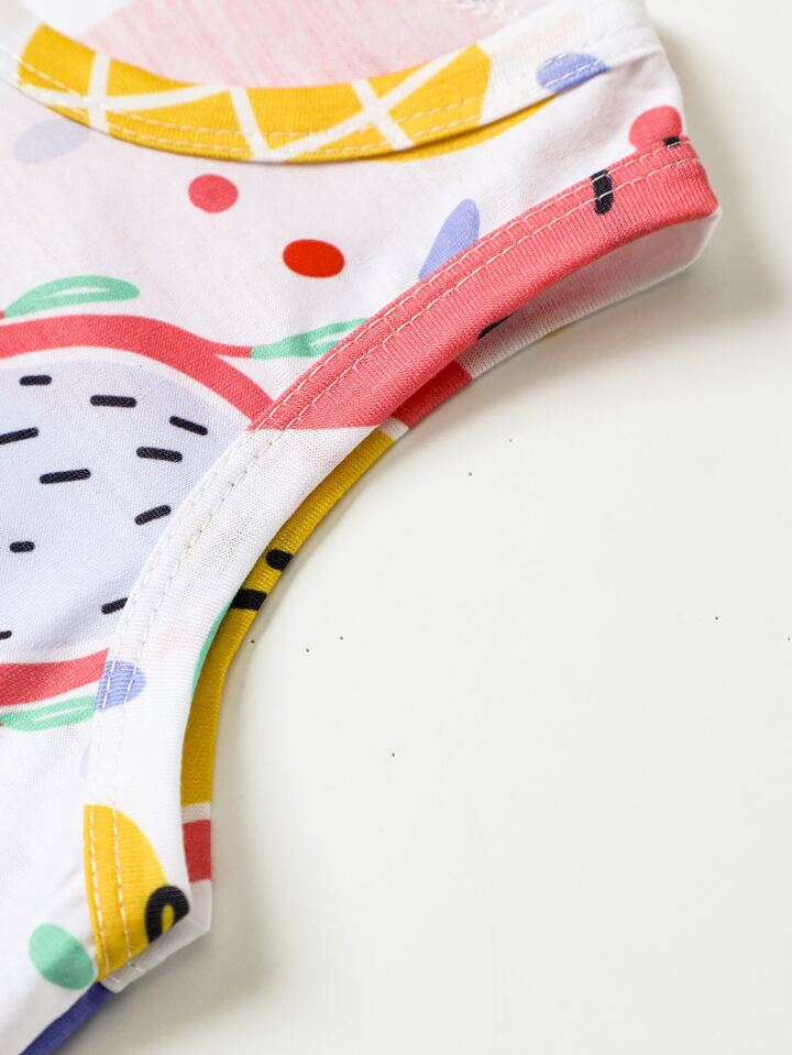 Toddler Girls Fruit Print Ruffle Hem Dress
