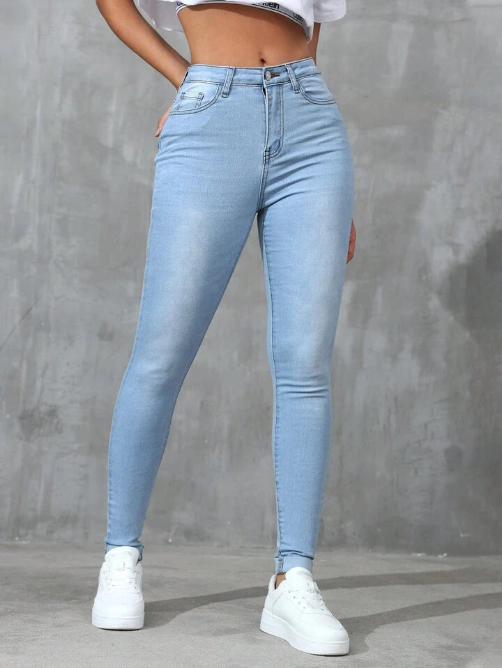 Women's Casual Skinny Jeans With Pockets,