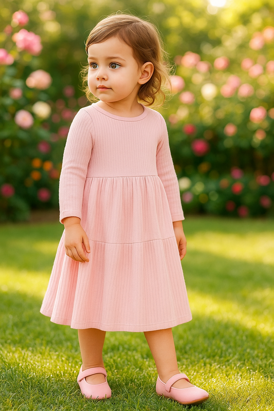 SHEIN PINK Baby Girls' Sweet & Soft A-Line Dress