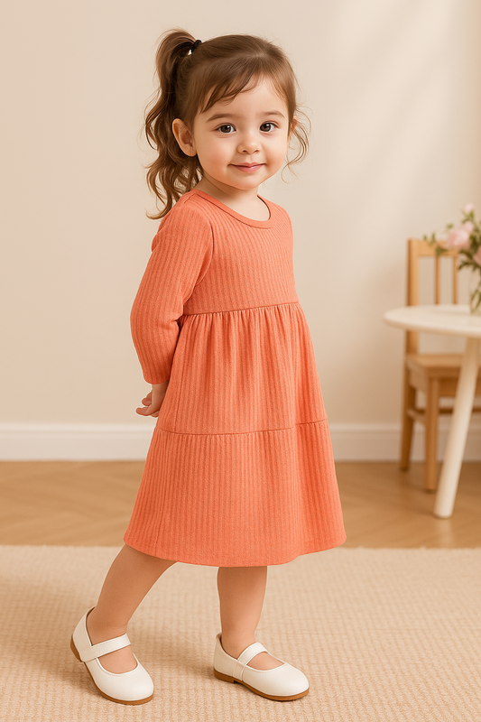 SHEIN peach Baby Girls' Sweet & Soft A-Line Dress