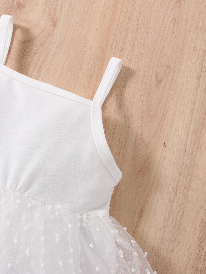 Baby Dobby Mesh Overlay Cami Dress
