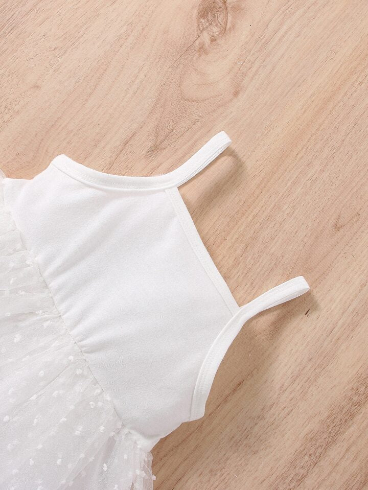 Baby Dobby Mesh Overlay Cami Dress