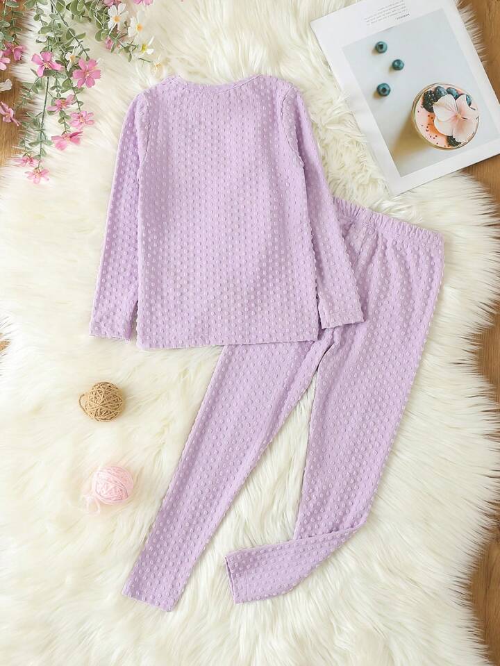 Young Girl Solid Tee & Leggings Snug Fit PJ Set