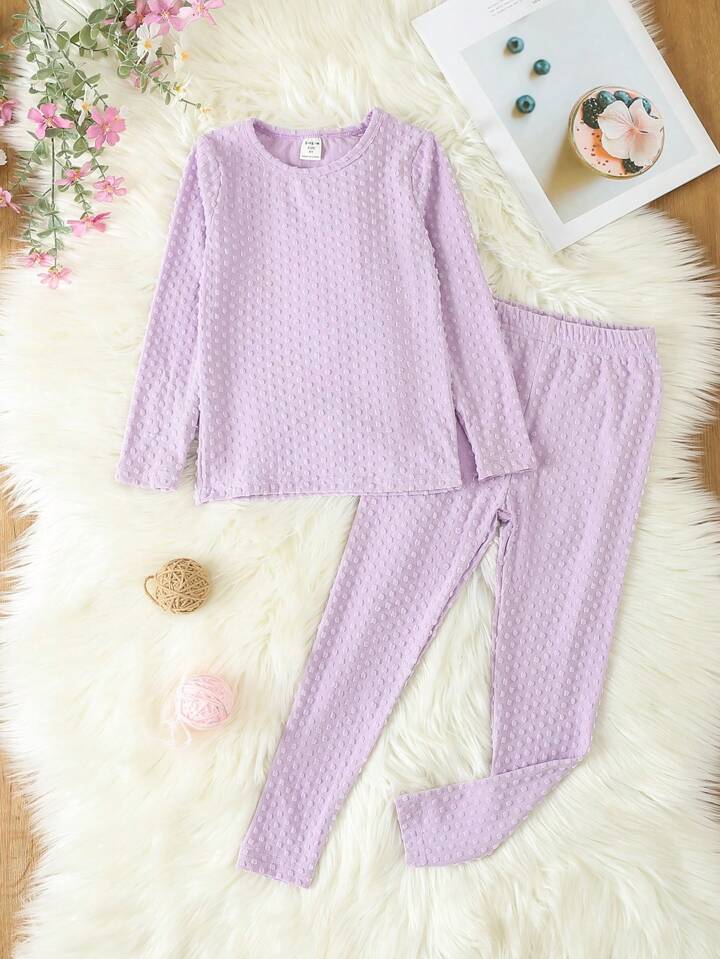 Young Girl Solid Tee & Leggings Snug Fit PJ Set