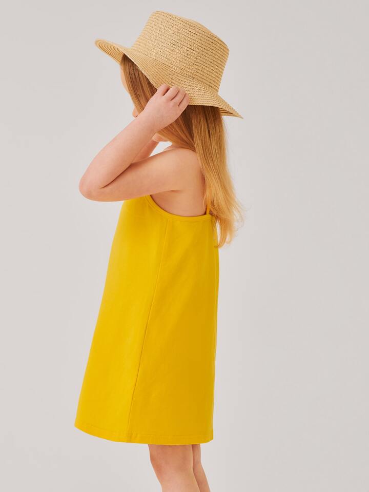 SHEIN Toddler Girls Cotton Solid Cami Dress