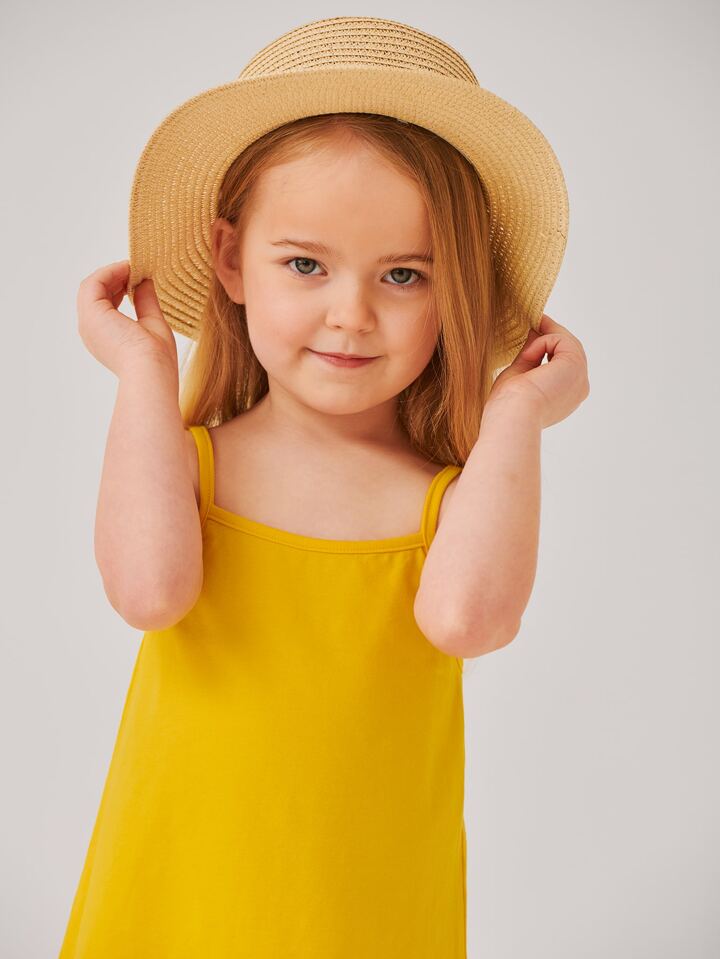 SHEIN Toddler Girls Cotton Solid Cami Dress