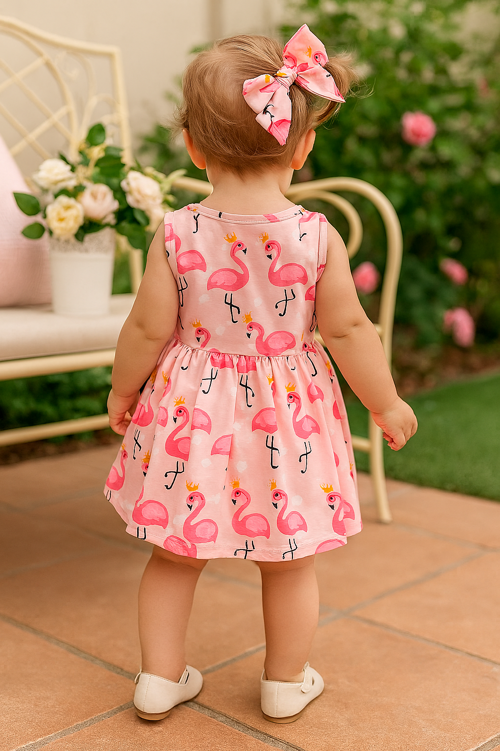 SHEIN Baby Flamingo & Star Print Dress