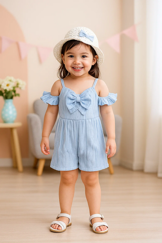 Blue Bow Sweetheart Jumpsuit & Hat