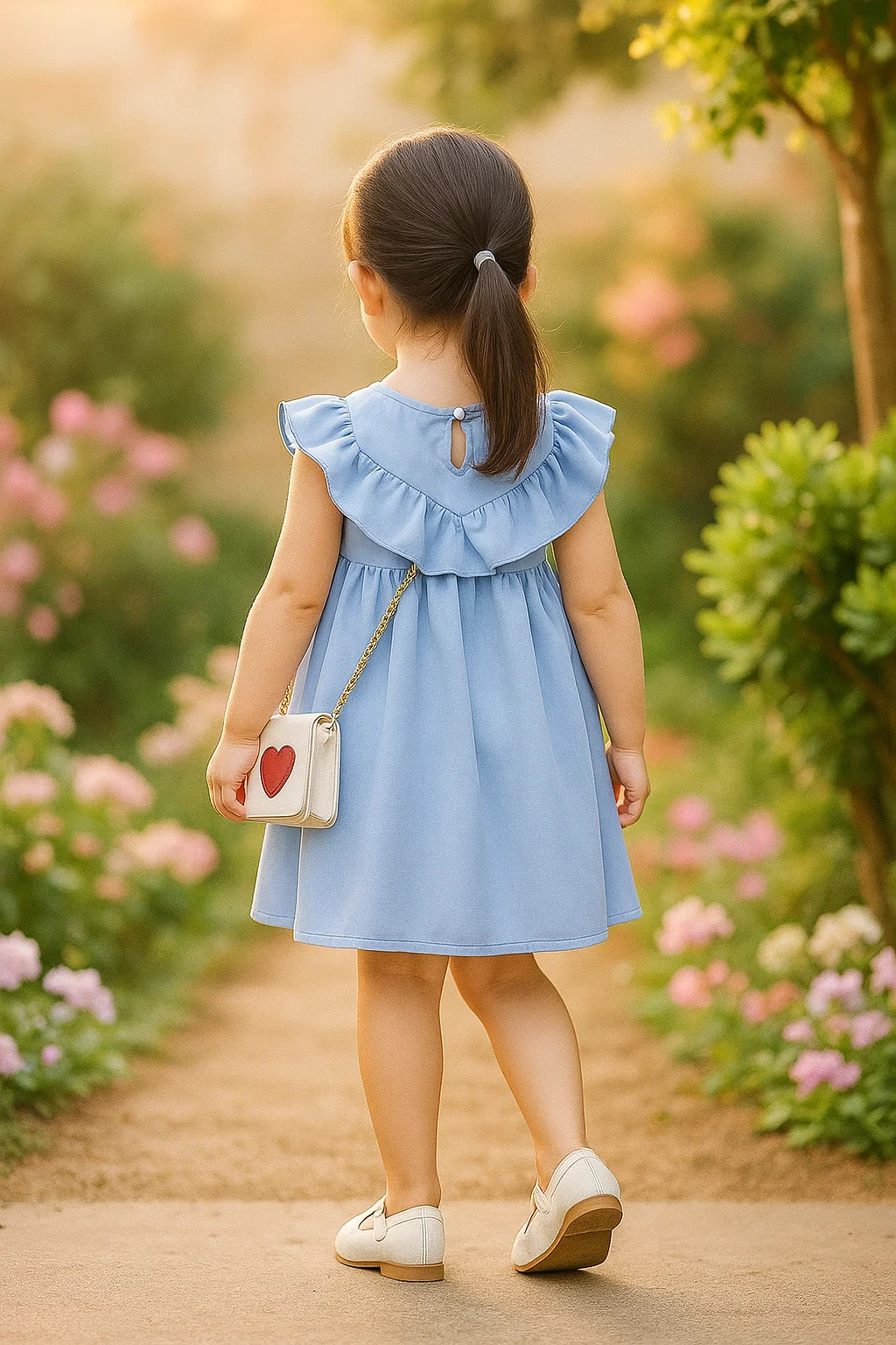 SHEIN Toddler Girls Cold Shoulder Ruffle Trim Dress