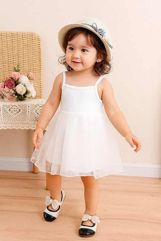 Baby Dobby Mesh Overlay Cami Dress