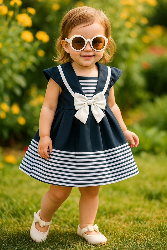 Shein Baby Striped Print Bow Dress