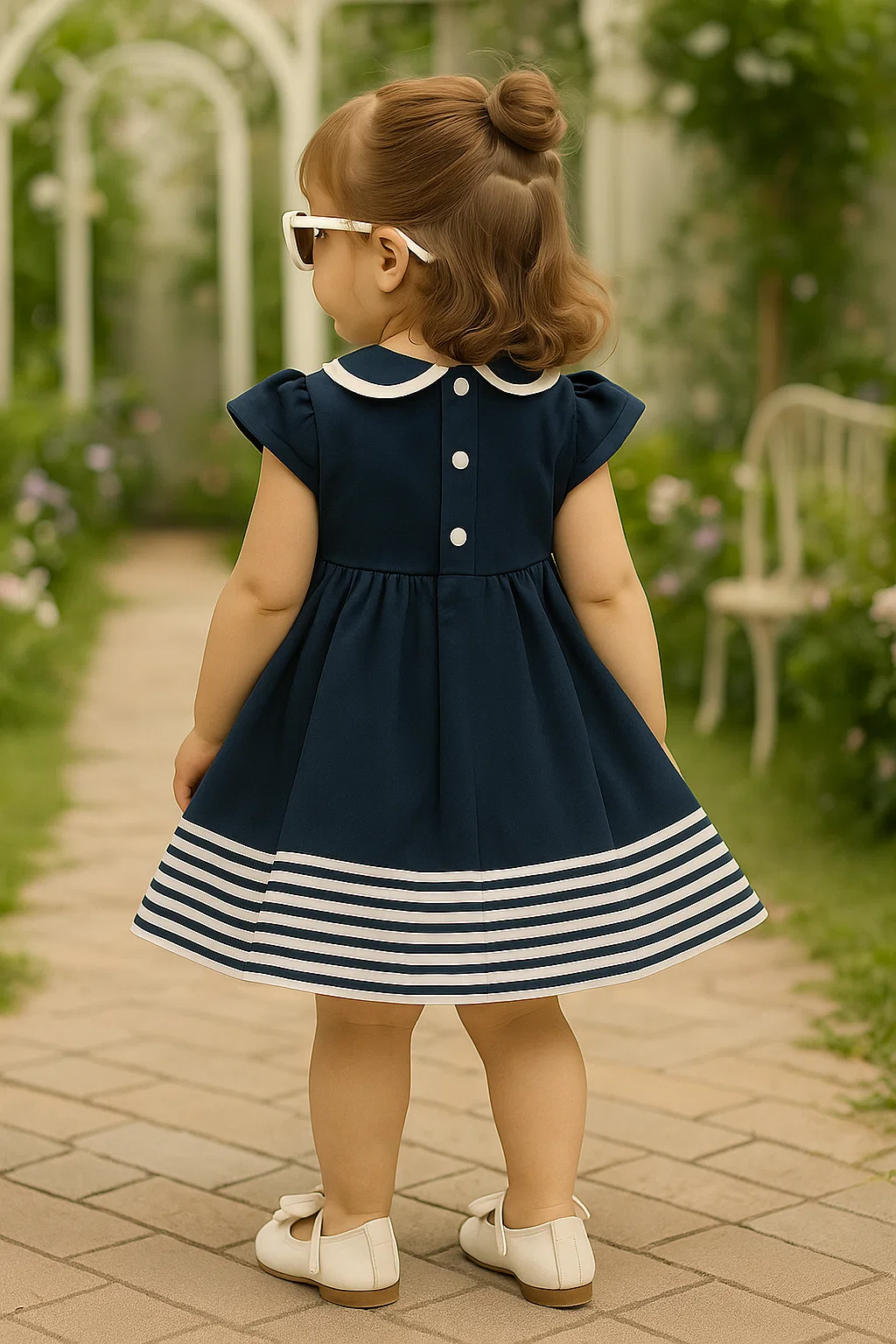 Shein Baby Striped Print Bow Dress