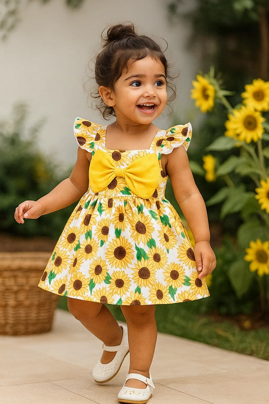 SHEIN Baby Sunflower Bow dress
