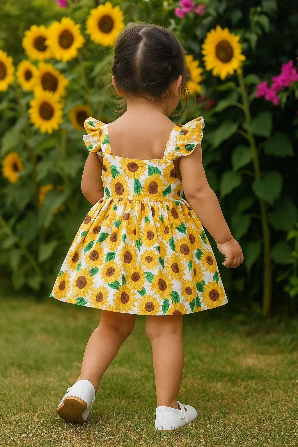 SHEIN Baby Sunflower Bow dress