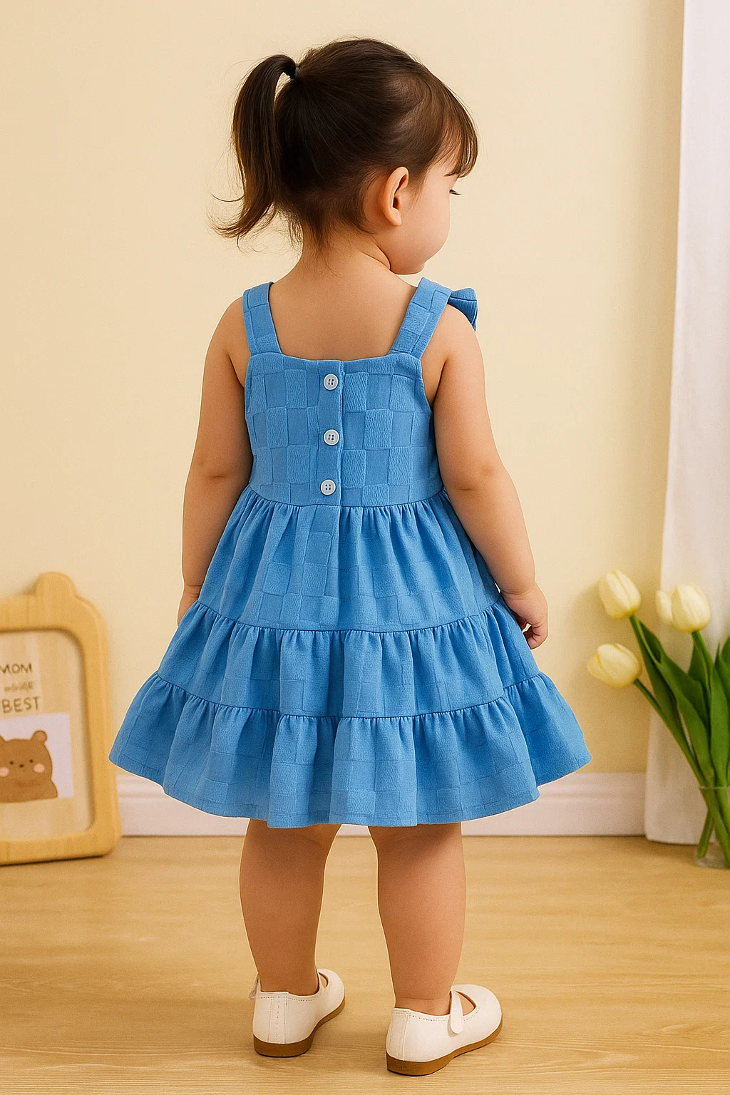 SHEIN Baby Blue Check Dress