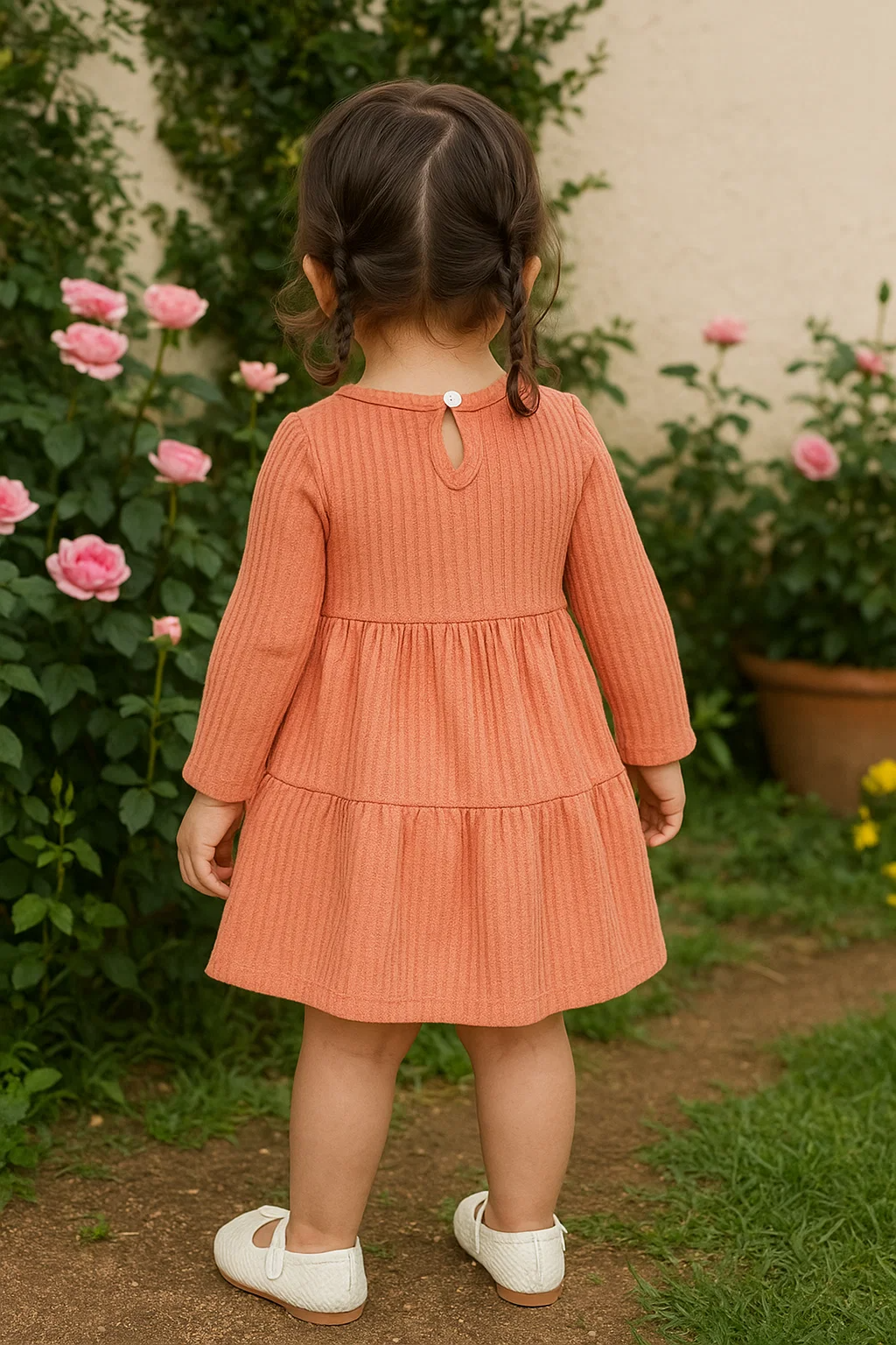 SHEIN peach Baby Girls' Sweet & Soft A-Line Dress