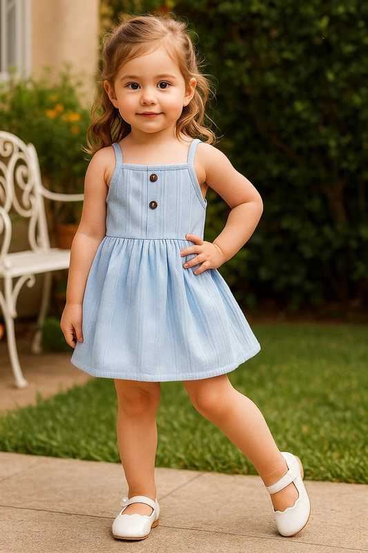 SHEIN Blue Baby Button Detail Cami Dress