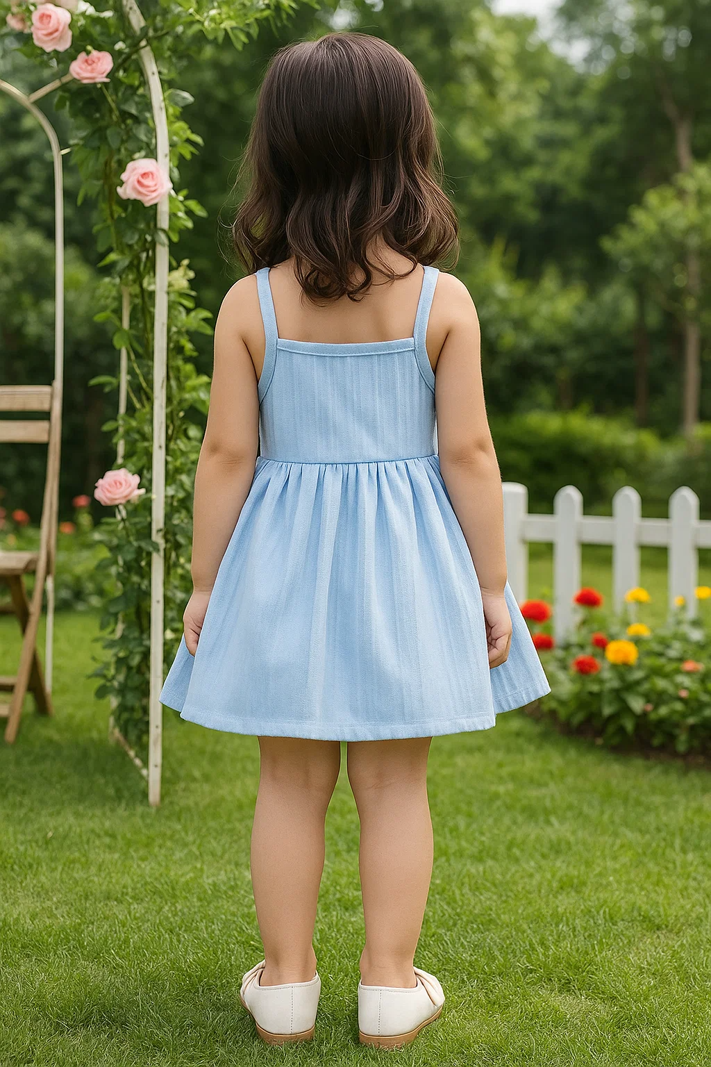 SHEIN Blue Baby Button Detail Cami Dress