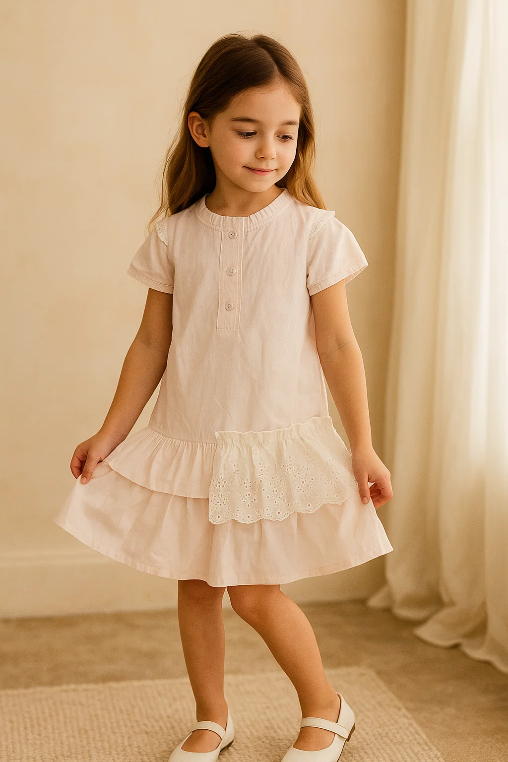 SHEIN linen Lace Charm Dress