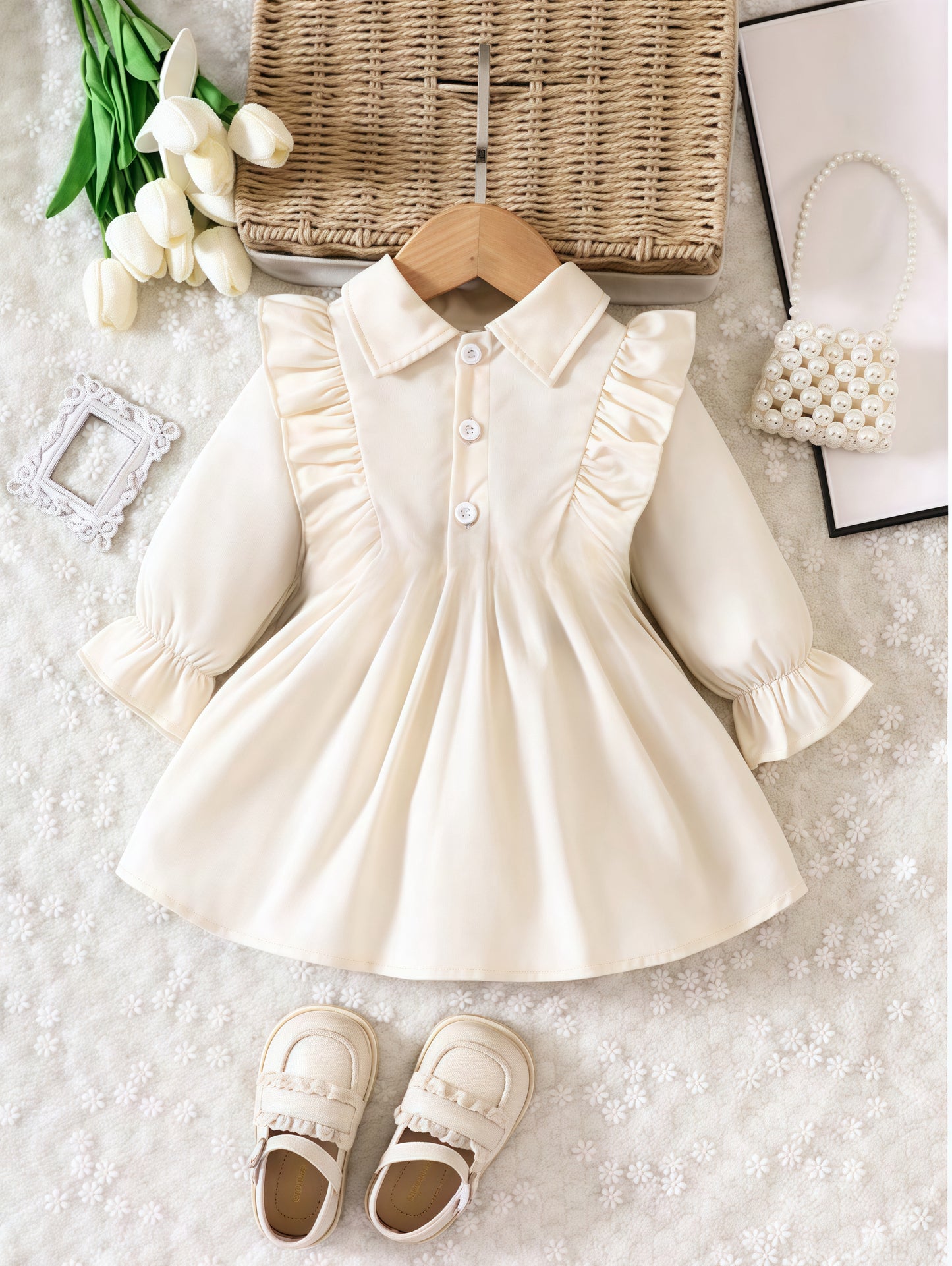 Summer Baby Girl Ruffle Trim Flare Sleeve Shirt Dress