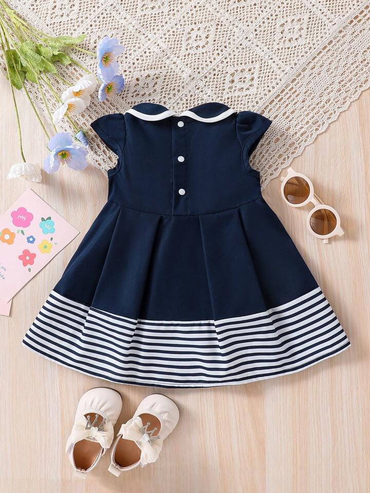 Shein Baby Striped Print Bow Dress