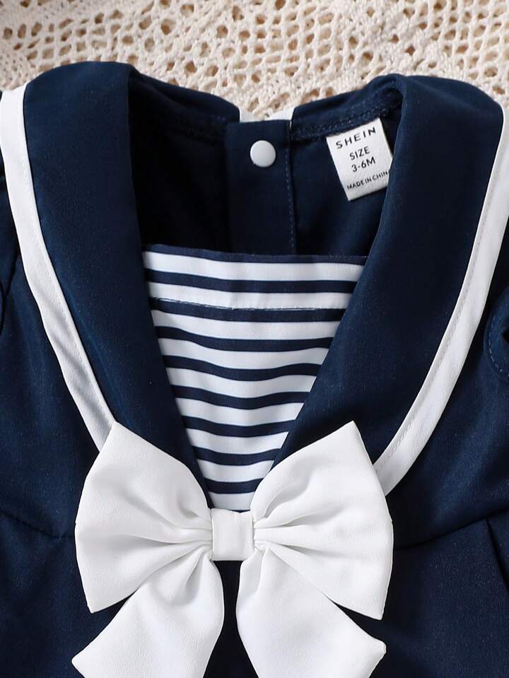 Shein Baby Striped Print Bow Dress