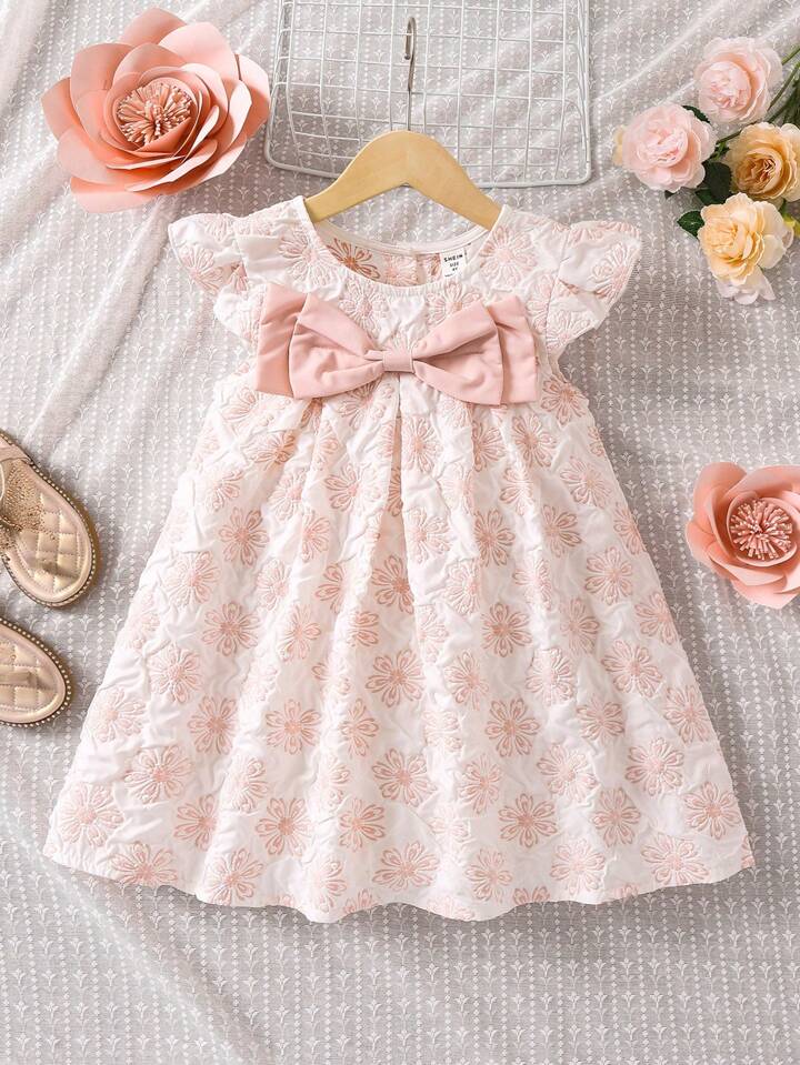 Shein Baby Striped Print Bow Dress