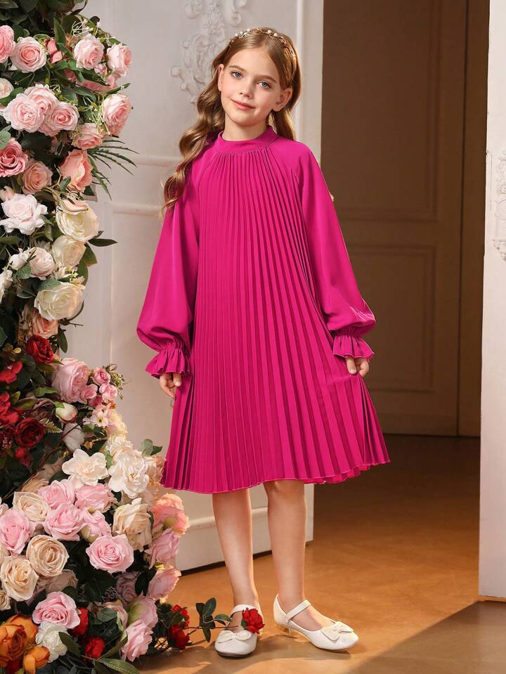 SHEIN Tween Girl  Back Raglan Sleeve Dress
