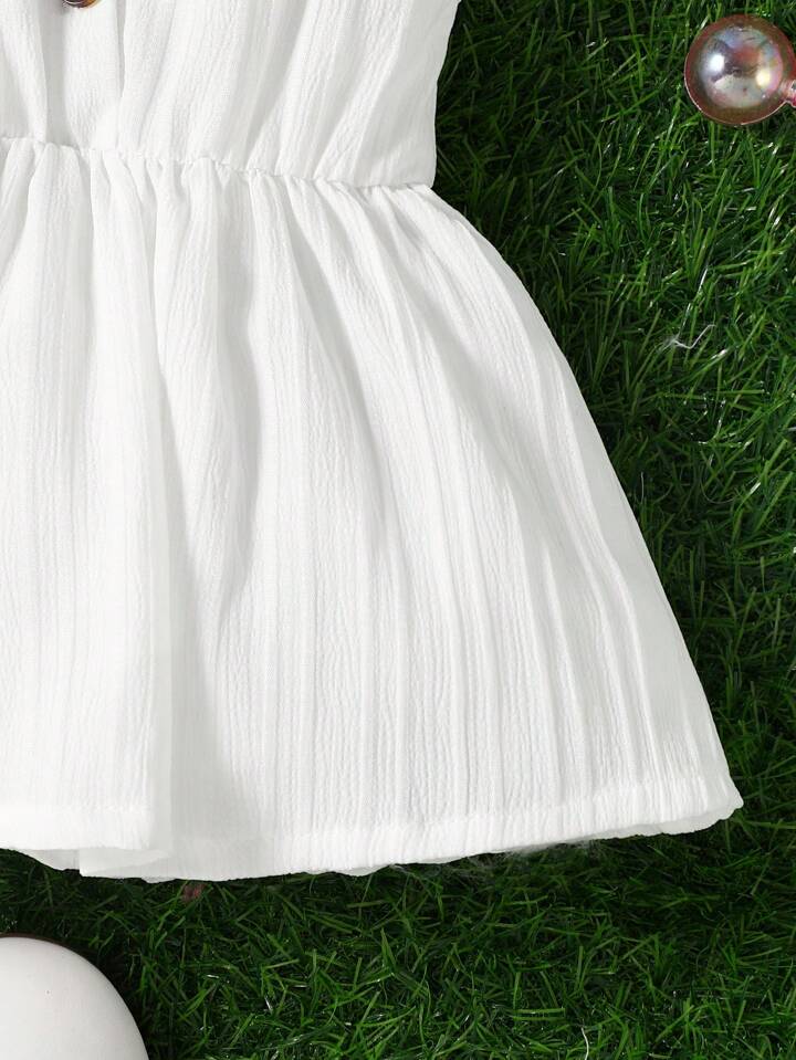 SHEIN White Baby Button Detail Cami Dress