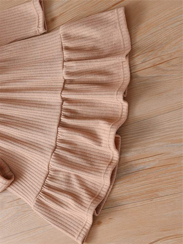Toddler Girls Ribbed Knit Ruffle Hem Dress