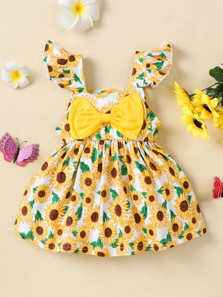 SHEIN Baby Sunflower Bow dress