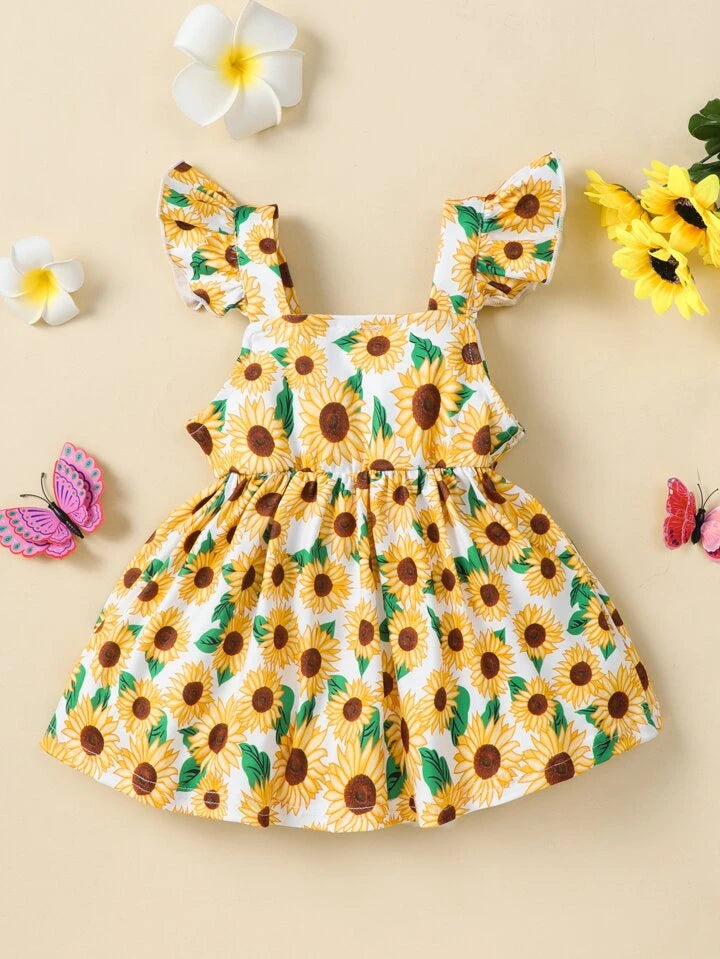 SHEIN Baby Sunflower Bow dress