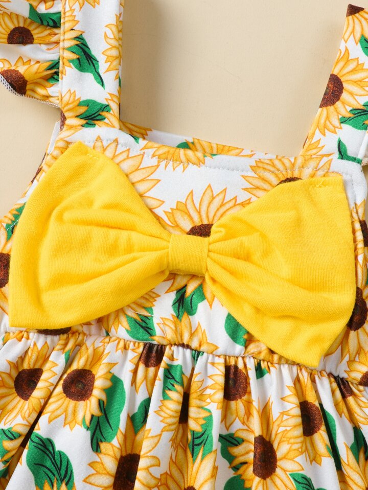 SHEIN Baby Sunflower Bow dress