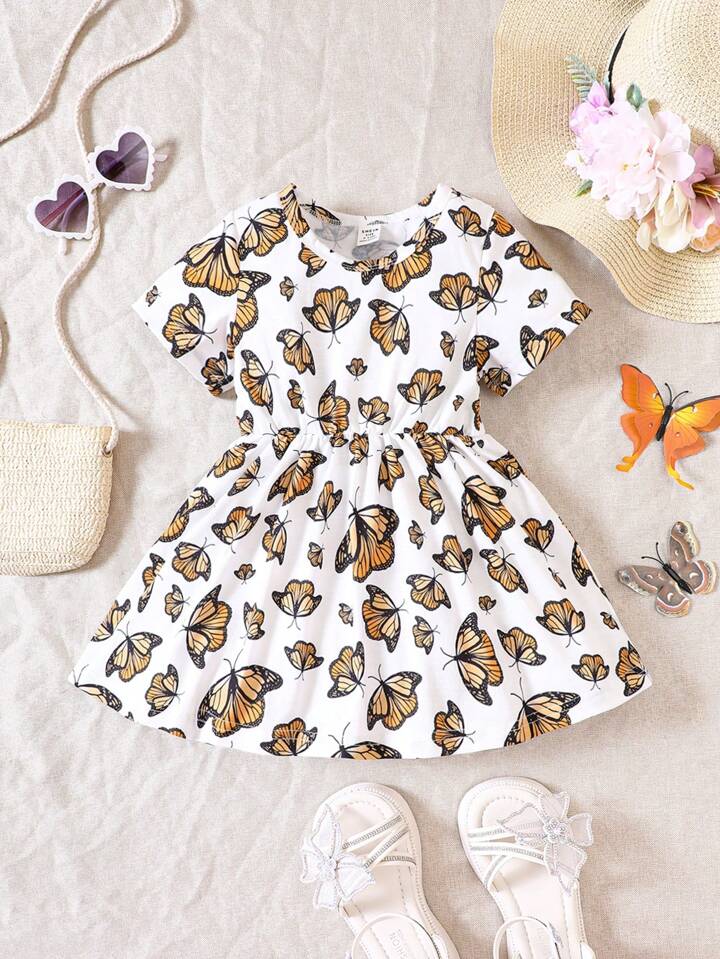 SHEIN Baby Girl Butterfly Print Dress