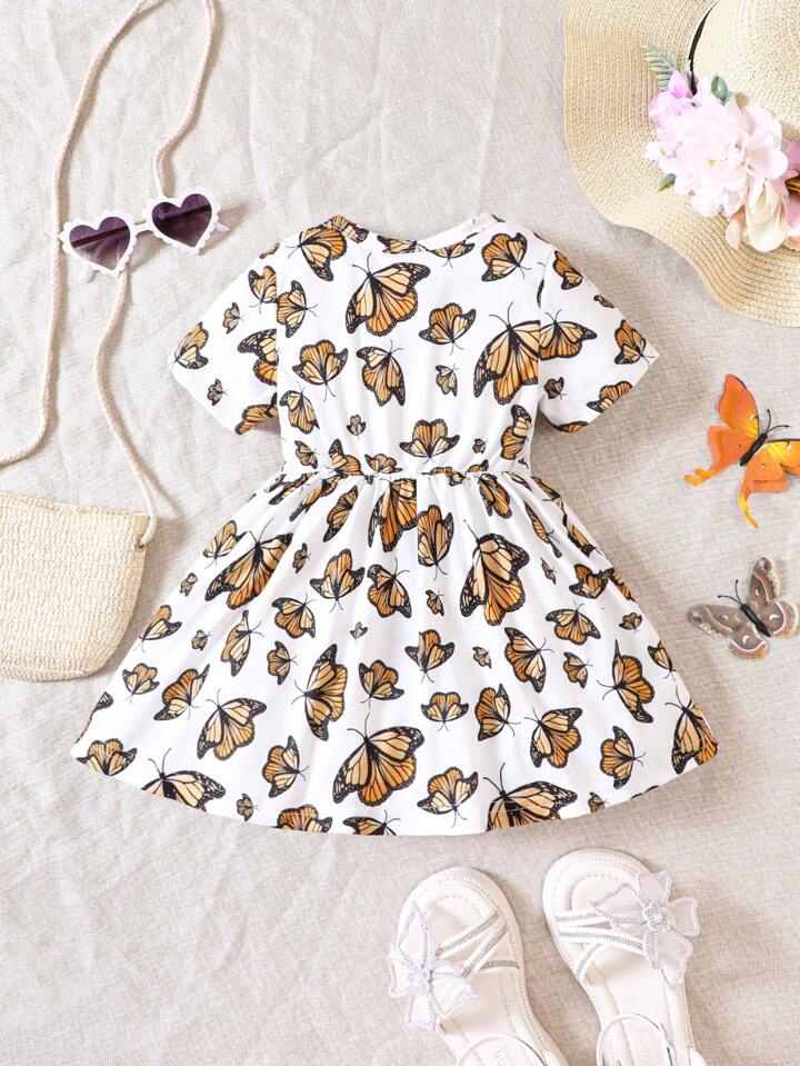 SHEIN Baby Girl Butterfly Print Dress