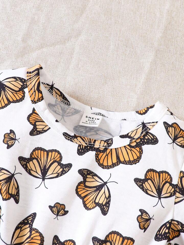 SHEIN Baby Girl Butterfly Print Dress
