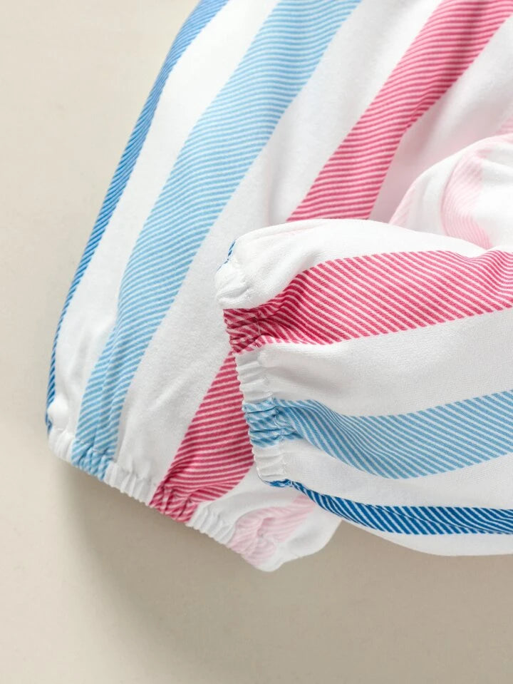 SHEIN Baby Striped Bow Cami Jumpsuit
