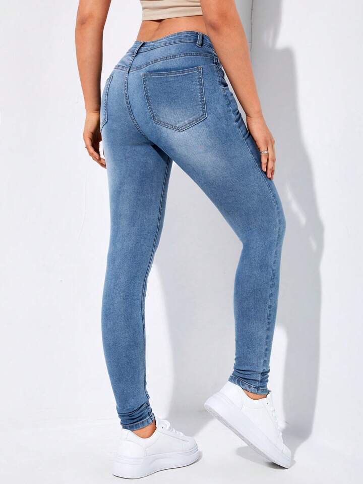 SHEIN EZwear Slant Pocket Skinny Jeans