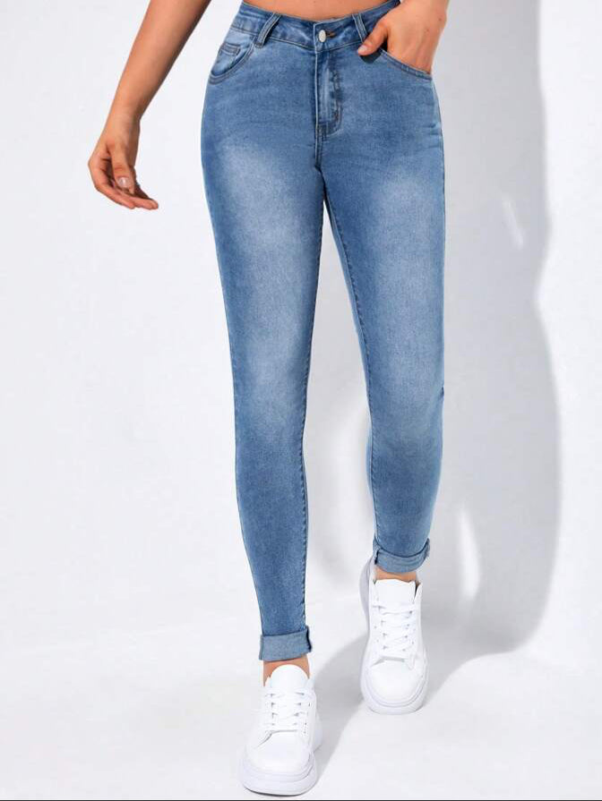SHEIN EZwear Slant Pocket Skinny Jeans