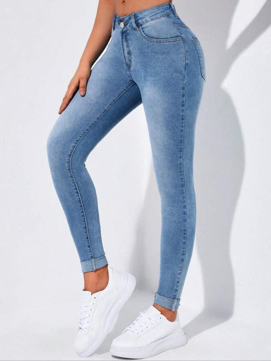 SHEIN EZwear Slant Pocket Skinny Jeans