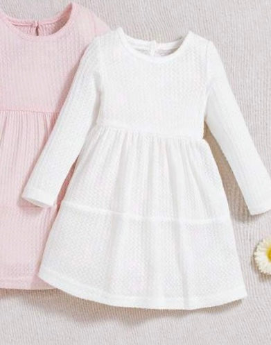 SHEIN White Baby Girls' Sweet & Soft A-Line Dress