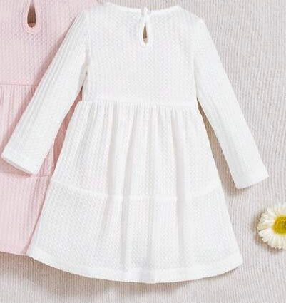 SHEIN White Baby Girls' Sweet & Soft A-Line Dress