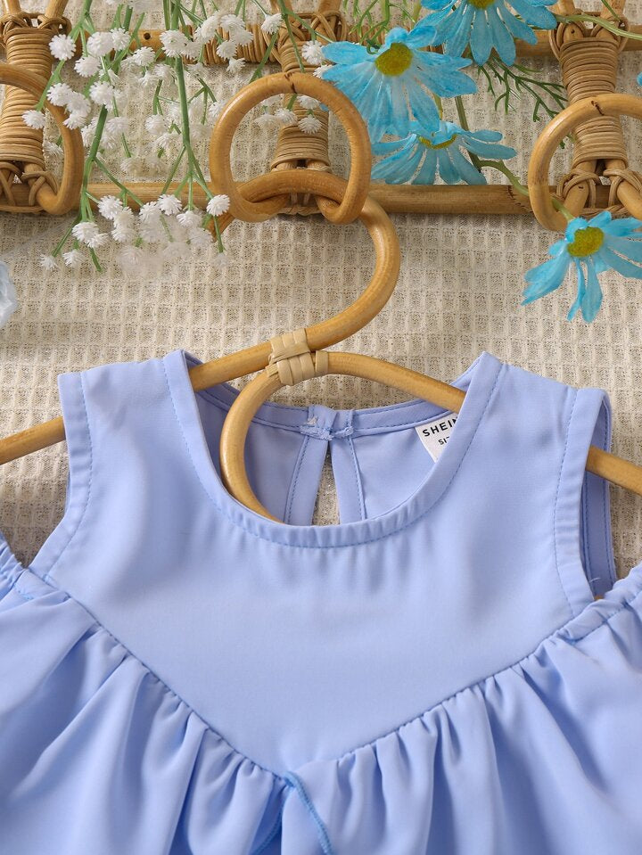 SHEIN Toddler Girls Cold Shoulder Ruffle Trim Dress