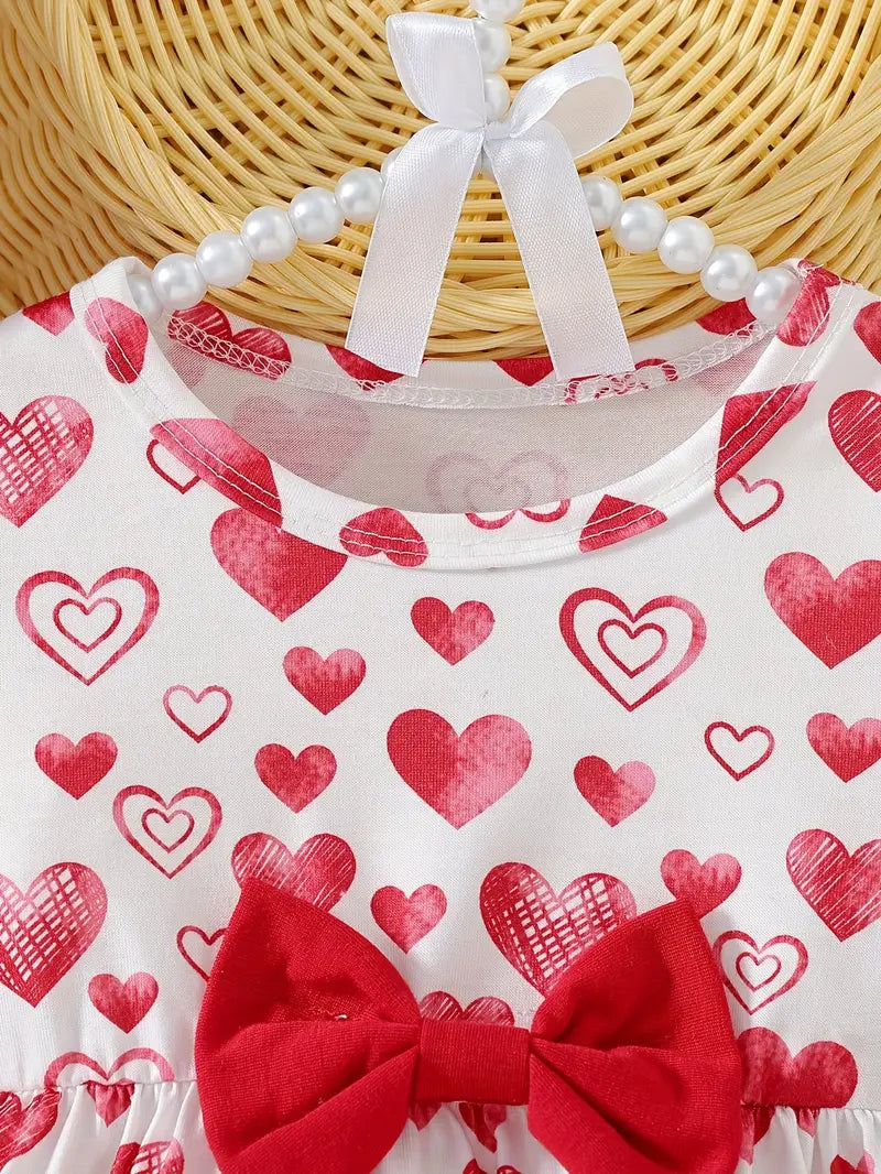 SHEIIN Adorable Heart Print Long Sleeve Dress